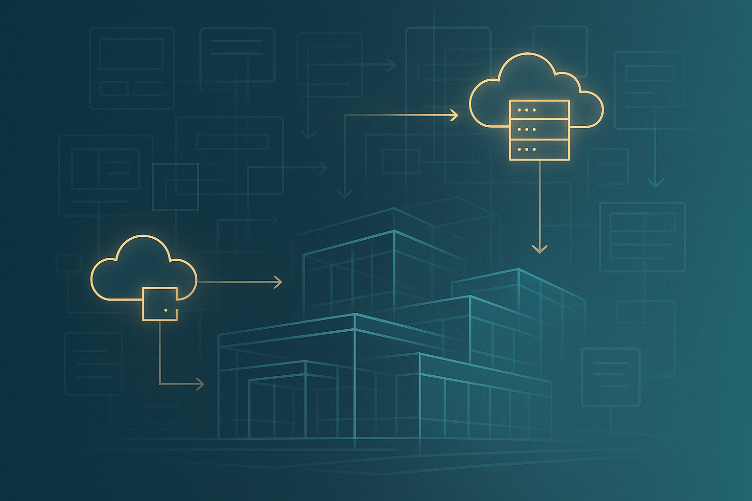 Illustration of on-premise and cloud infrastructure working together